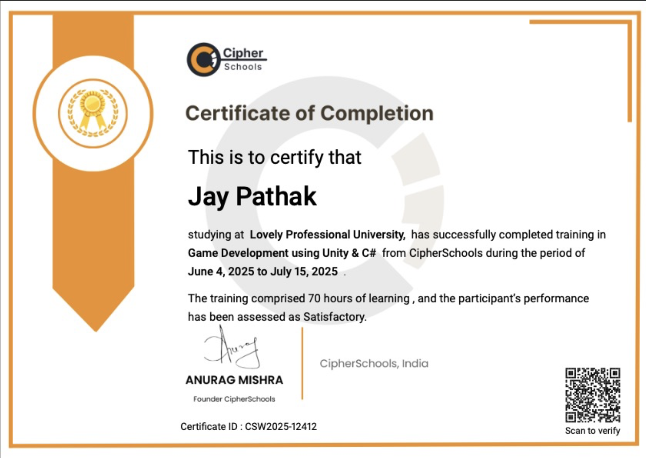 Game Dev Certificate Placeholder